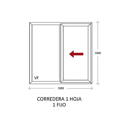 VENTANA PVC TERMOPANEL CORREDERA 4+4MM 91X50