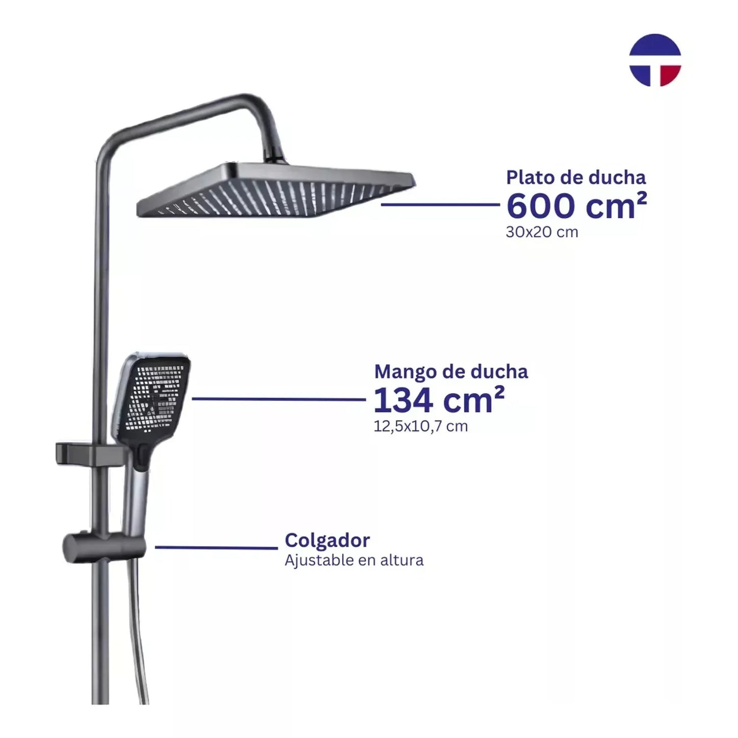 COLUMNA DUCHA TECLADO GUN METAL